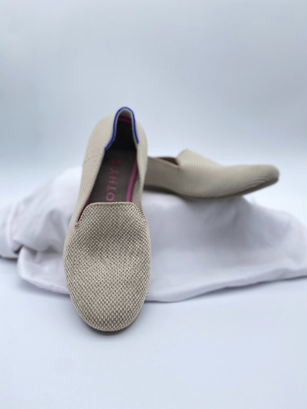 Rothy's The Loafer Women's Size 7 Beige Tan Knit Washable Slip On Flats
